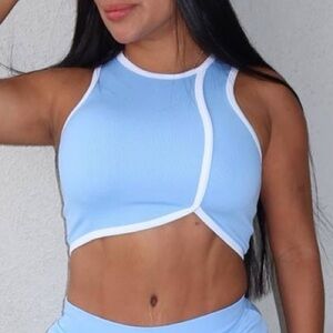 Light Blue Sleeveless Crop Top NWT S/M